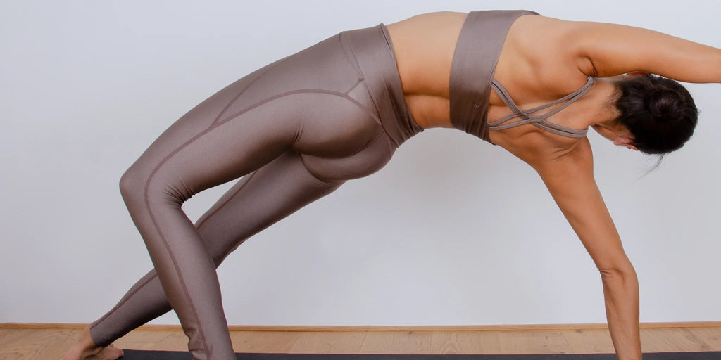 Premium Sport Leggings Damen Glossy Stardust  schwarz High Waist Yoga Outfit