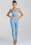Weiche High Waist Sporthose Dusty Baby Blue recycelt