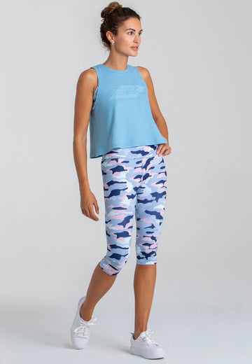 Running  Outfit Damen blaues Crop Top und Crop Leggings