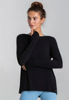 Wave Long Sleeve Damen schwarz Tencel Vorderansicht