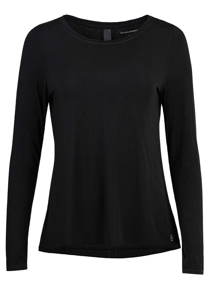Wave Long Sleeve Damen schwarz Tencel Vorderansicht