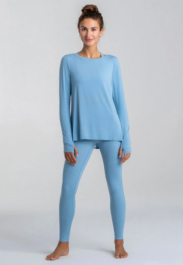 Wave Long Sleeve Damen hellblau Tencel Vorderansicht