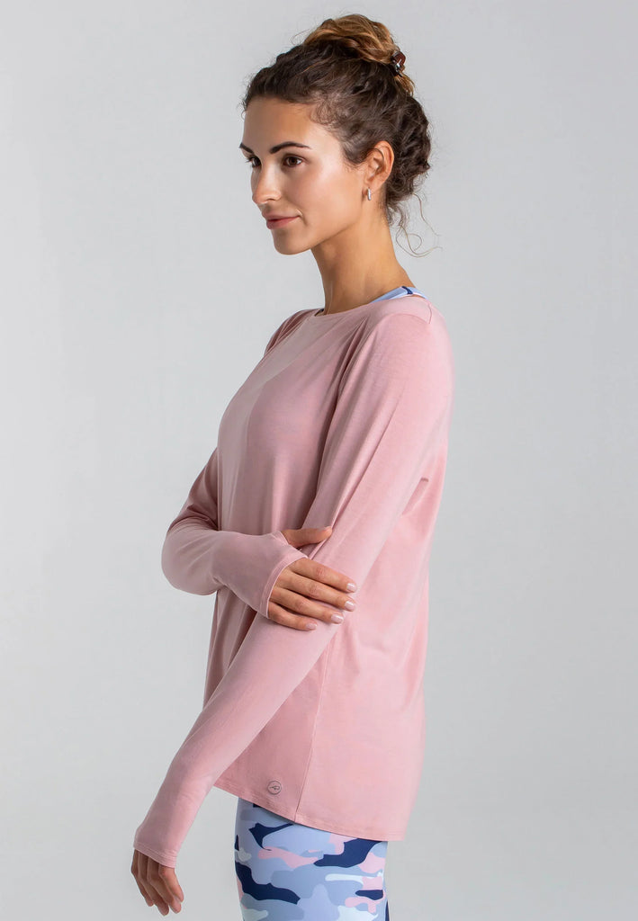 Weiches Yoga Shirt Rose mit Daumenlöchern