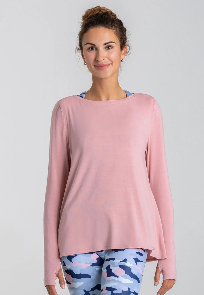 Wave Long Sleeve Damen rosa Tencel Vorderansicht