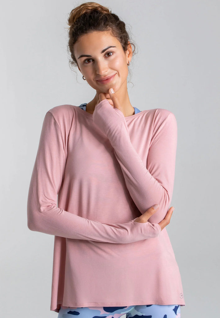 Weiches Yoga Shirt Rose mit Daumenlöchern