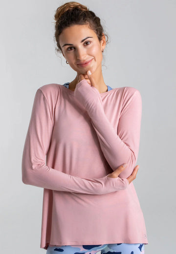 Weiches Yoga Shirt Rose mit Daumenlöchern