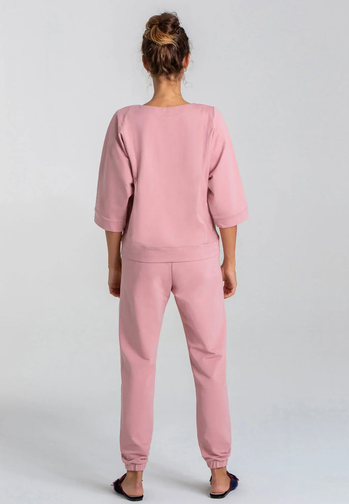 Premium Jogginghose Damen rosa Baumwolle Hinteransicht