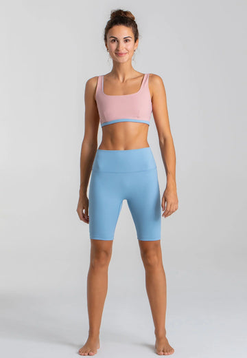 Star Bike Shorts mit hohem Bund - Dusty Baby Blue - AchievePrime 