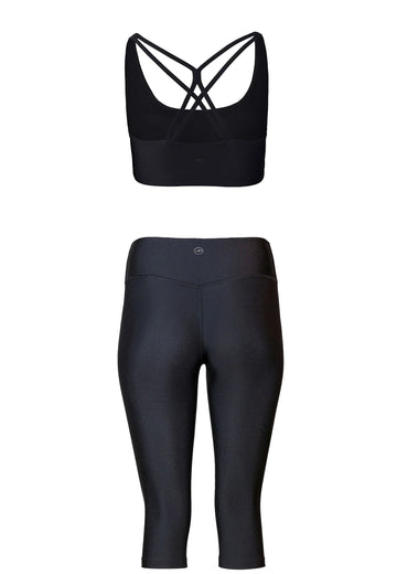 Force BH & Impulse Crop Leggings Set - Liquid Black - AchievePrime 
