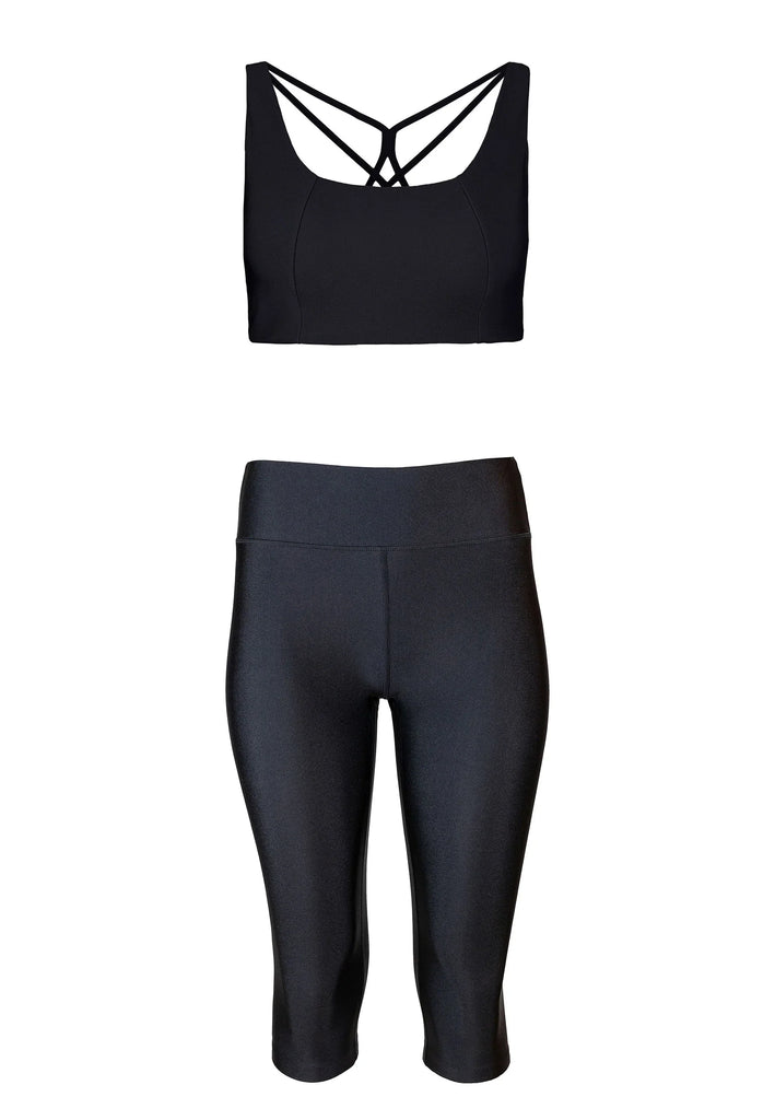 Force BH & Impulse Crop Leggings Set - Liquid Black - AchievePrime 