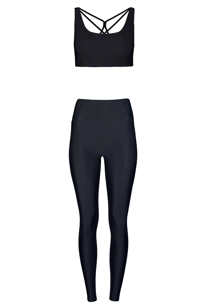 Force BH & Stretch Leggings Set - Liquid Black - AchievePrime 