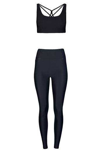 Force BH & Stretch Leggings Set - Liquid Black - AchievePrime 