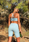 Star Bike Shorts mit hohem Bund - Dusty Baby Blue - AchievePrime 