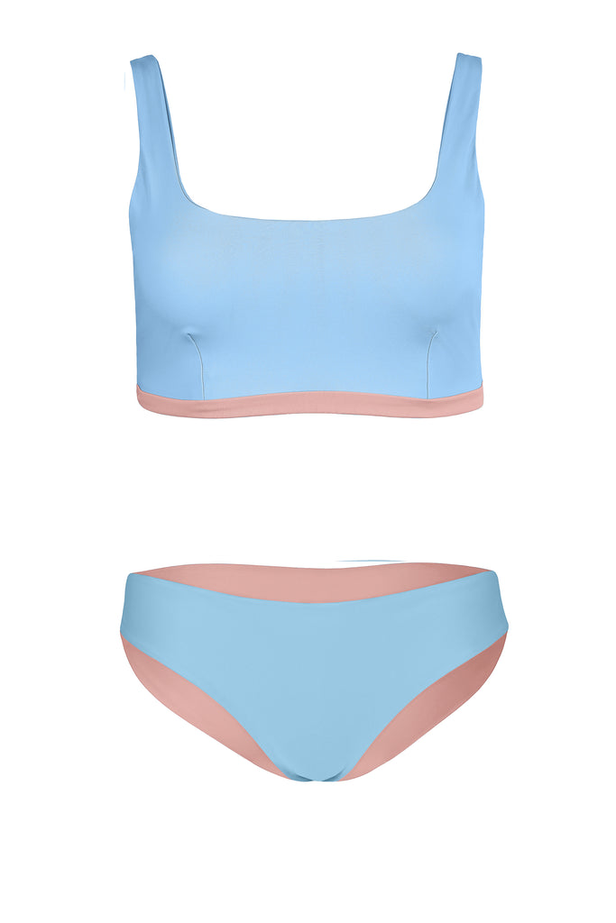 Bikini Charm Swim und Surf Reversible - Dusty Baby Blue Rose Blossom1